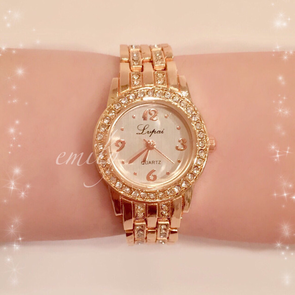 送料無料] ピンクゴールド ＊ストーン 腕時計 新品 ジルスチュアート