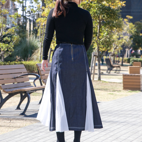 デニム×チュールロングスカート ロングスカート（マキシ丈） Areu 通販  