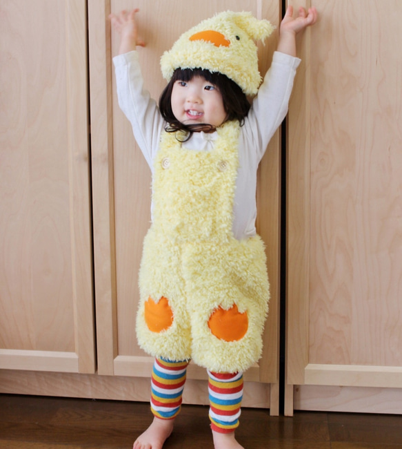 ひよこです‼️アルベロベロ　あったかボアチュニック モコモコひよこのサロペット ベビー服 Areu 通販 3267090