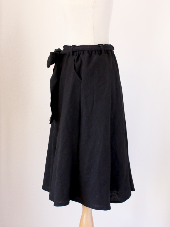 亞麻棉放鬆裙褲*黑 第3張的照片