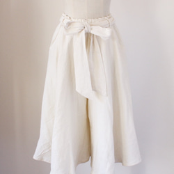 棉亞麻輕鬆裙褲*白色 第4張的照片