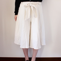 棉亞麻輕鬆裙褲*白色 第8張的照片
