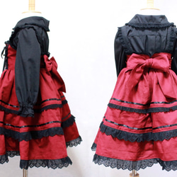 酒紅色連衣裙+黑色襯衫*套裝 第3張的照片