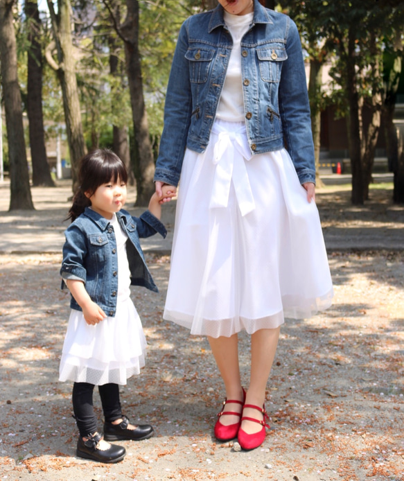 【幸運袋】媽媽和搭配*點式薄紗裙和喇叭褲 第3張的照片