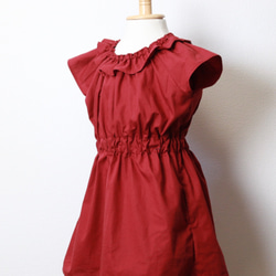 荷葉領連衣裙*紅色 第4張的照片