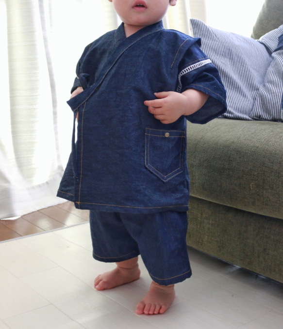 岡山県産デニムの甚平さん 5枚目の画像