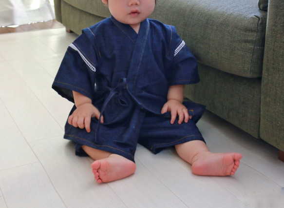 岡山県産デニムの甚平さん 6枚目の画像