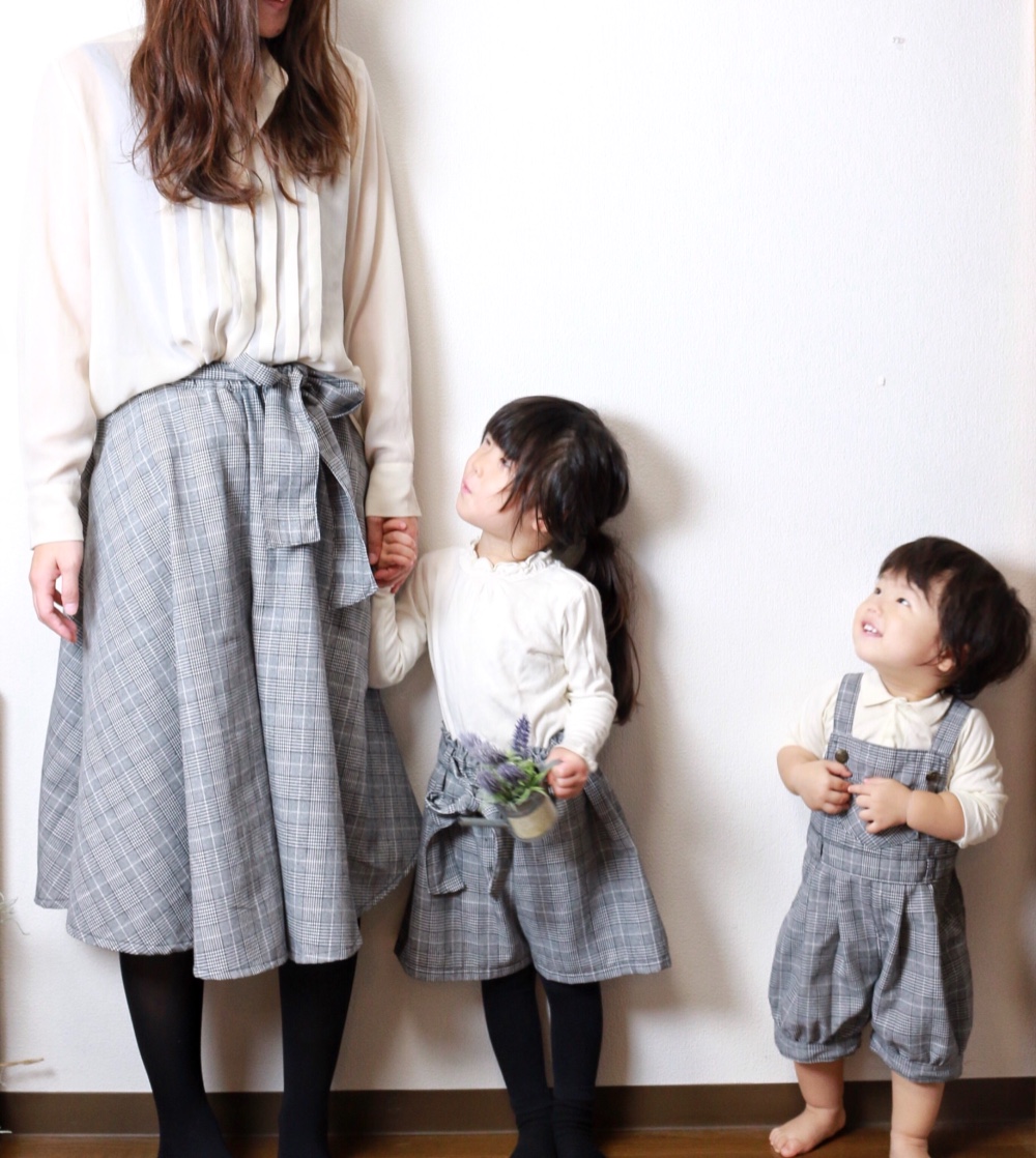 親子リンクコーデ＊グレンチェックのリボンキュロット
