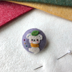 フェルトくるみボタン ワンコと葉っぱ ボタン せんたくびよりチハル