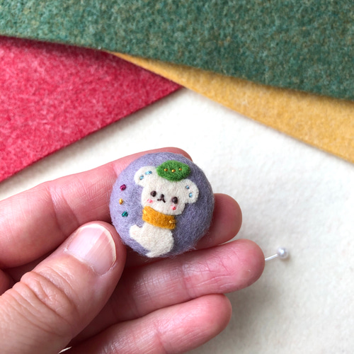 フェルトくるみボタン ワンコと葉っぱ ボタン せんたくびよりチハル