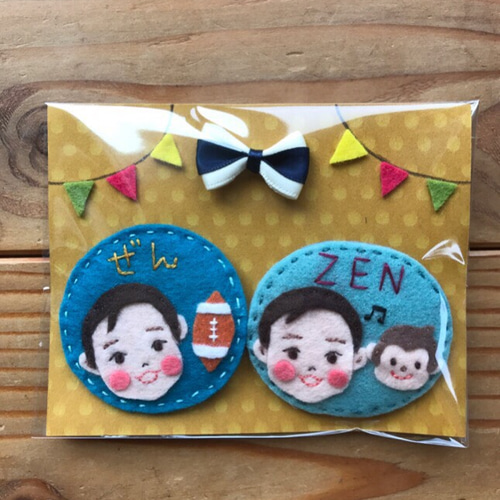 似顔絵フェルトバッジお名前入れますオーダー品NO56。 雑貨・その他