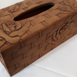 木彫りのティッシュボックス(薔薇) その他インテリア雑貨 Yuyomake0120