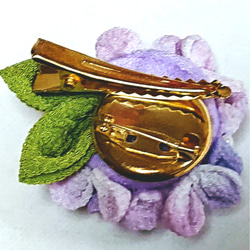 つまみ細工紫陽花ブローチ&髪飾り 3枚目の画像