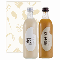 【ギフト包装】古町糀製造所の糀（麹）のノンアルコール甘酒ギフト■【化粧箱入2本ギフト】糀プレーン/玄米糀 1枚目の画像