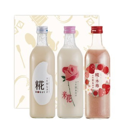 【ギフト包装】古町糀製造所の糀（麹）のノンアルコール甘酒ギフト■【化粧箱入3本ギフト】糀プレーン/ 糀バラ入り/糀・木苺 1枚目の画像