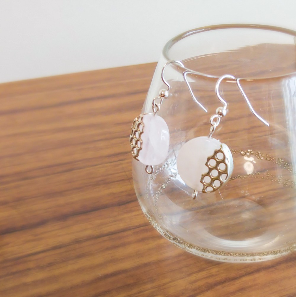 frozen lake ピアス（ローズクォーツ）