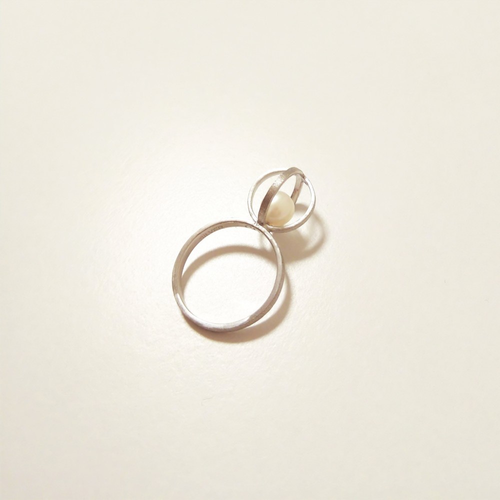 【受注制作】drop リング（シルバー／淡水パール）