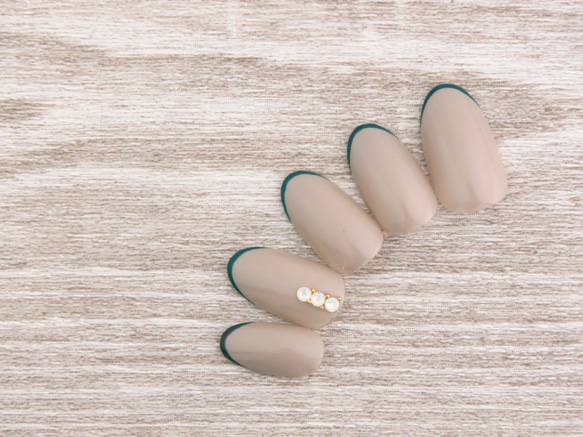 ネイルチップ ワンホン フレンチ クリアストーン ネイルチップ