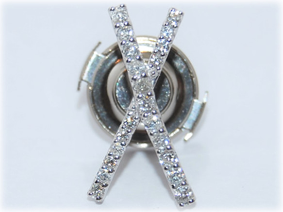 K18WG ダイヤモンド-0.20ct エックス/X/クロス デザイン オリジナル ラペルピン/ピンバッジ 4枚目の画像
