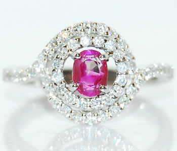 Pt 非加熱/ノンヒート ルビー-0.555ct&ダイヤモンド デザインリング