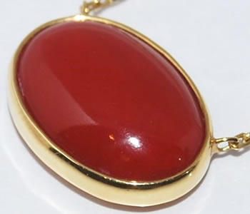 K18YG 珊瑚-サンゴ/コーラル- オリジナル 両釣りデザイン シンプル ペンダントネックレス