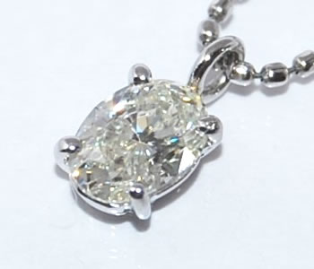 Pt/プラチナ オーバルカット ダイヤモンド-SI-2/Jカラー/0.360ct シンプル ペンダントネックレス