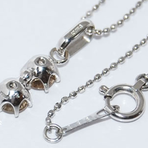K18WG シャンパンカラーダイヤモンド-0.440ct 2連デザイン シンプル 
