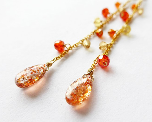 サンセット・ムーン」サンストーン サンセットオレンジジルコン