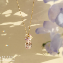 「月下香」宝石質ピンクアメジスト ペアシェイプファセットカット 2.92ct 大粒 約12ｍｍ ネックレス 7枚目の画像