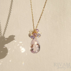 「月下香」宝石質ピンクアメジスト ペアシェイプファセットカット 2.92ct 大粒 約12ｍｍ ネックレス 9枚目の画像