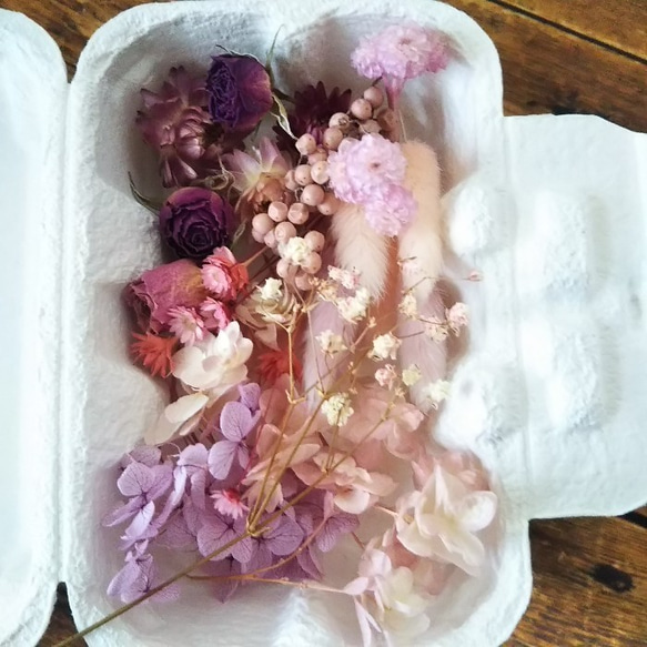 花材　バラ　アンティークピンクアソート　盛りだくさん　プリザーブドフラワー　ドライフラワー 2枚目の画像
