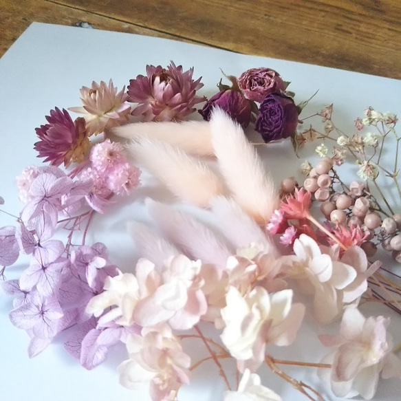 花材　バラ　アンティークピンクアソート　盛りだくさん　プリザーブドフラワー　ドライフラワー 3枚目の画像