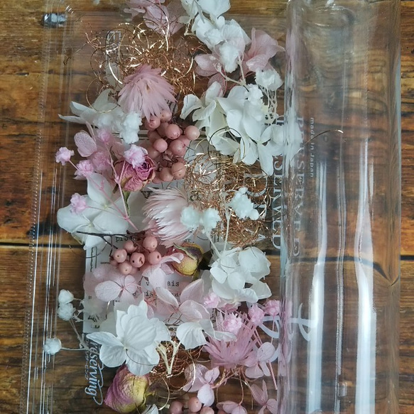 ハーバリウム制作キット　淡いピンク　おとな可愛い　手作り　ハンドメイド　インテリア雑貨　プリザーブドフラワー 3枚目の画像