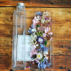 ハーバリウム制作キット　ピンクパープル　プリザーブドフラワー　春　花材の種類豊富　四角柱瓶付 2枚目の画像