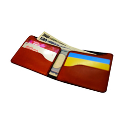 薄い折り財布（キャメル）：サツバサミ4ポケット（栃木レザー使用） 3枚目の画像