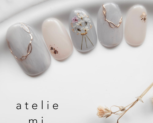 ♡涼しげドライフラワー♡ ネイルチップ　ハンドメイド 1_df250e309ba6703e939632aff917