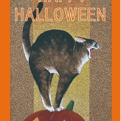 オリジナルポスター「ハロウィン・キャット」ハガキ3枚付。 1枚目の画像