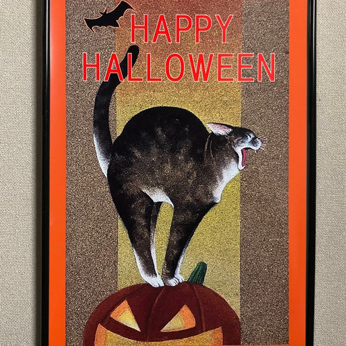 ハロウィン キャット」油絵 原画 オリジナル 1点物 絵画 ハロウィン