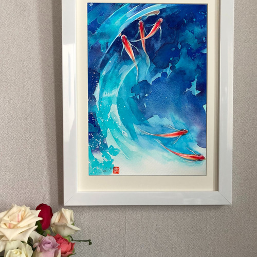 7月のダリア』 アクリル画 1点物 手描き。｜ホビー・楽器
