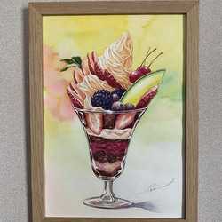 再入荷商品 水彩画/みかりん画家/パフェ/作家 - 絵画 絵画 - 絵画