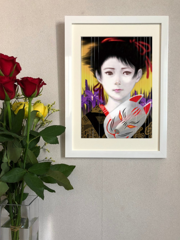 オリジナルアートA4ポスター「狐の嫁入り」 2枚目の画像