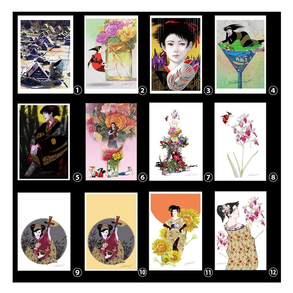 ポストカード・5枚セット「舞花」背景ホワイト＋4点 3枚目の画像
