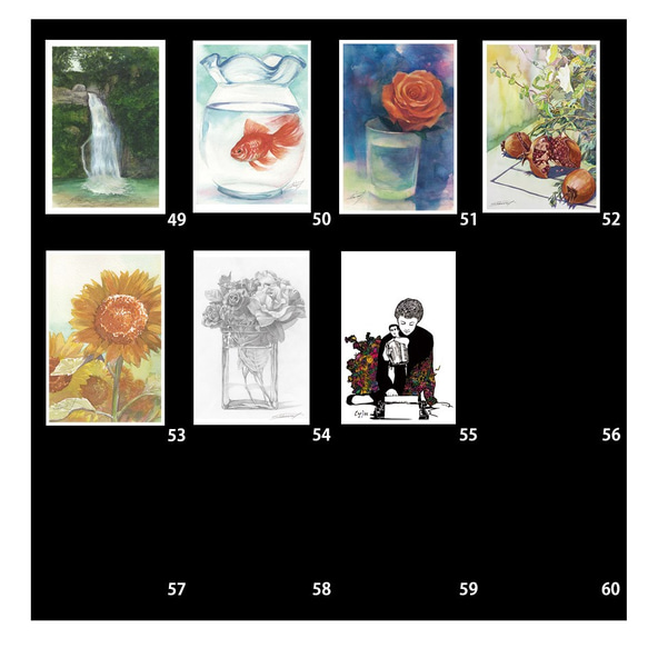 ポストカード・5枚セット「舞花」背景ホワイト＋4点 7枚目の画像