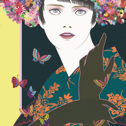オリジナルアートA4ポスター「花帽子の女 Y」 3枚目の画像