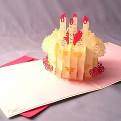 メッセージカード <バースデーケーキ> 誕生日 お祝い ポップアップ 2枚目の画像