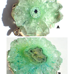 Flower天然石ソーラークォーツパーツ グリーン 3枚目の画像