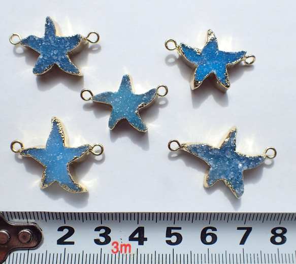 Starfish ドゥルージーストーンパーツ 天然石 星 ヒトデ 2枚目の画像