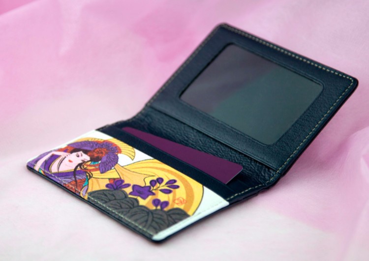 プリントパスケース【桐と鳳凰】Akiko（ネイビー ）