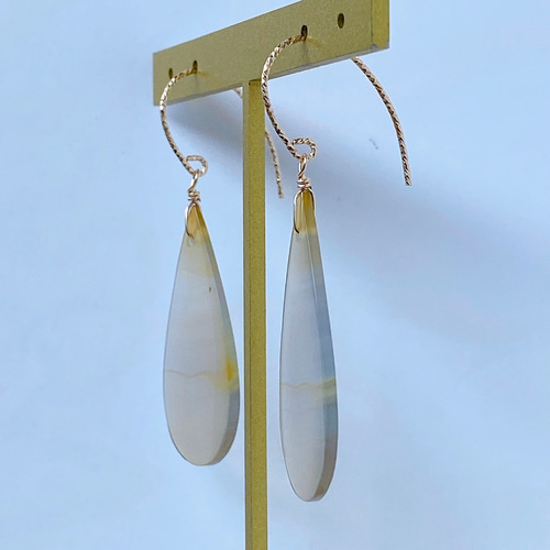 イリスアゲートの一粒ピアスB ピアス（フック・チェーン） MUUKOJI