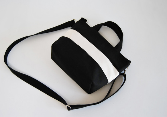 2way帆布のシンプルなリバーシブルミニトートバッグ※ 2枚目の画像